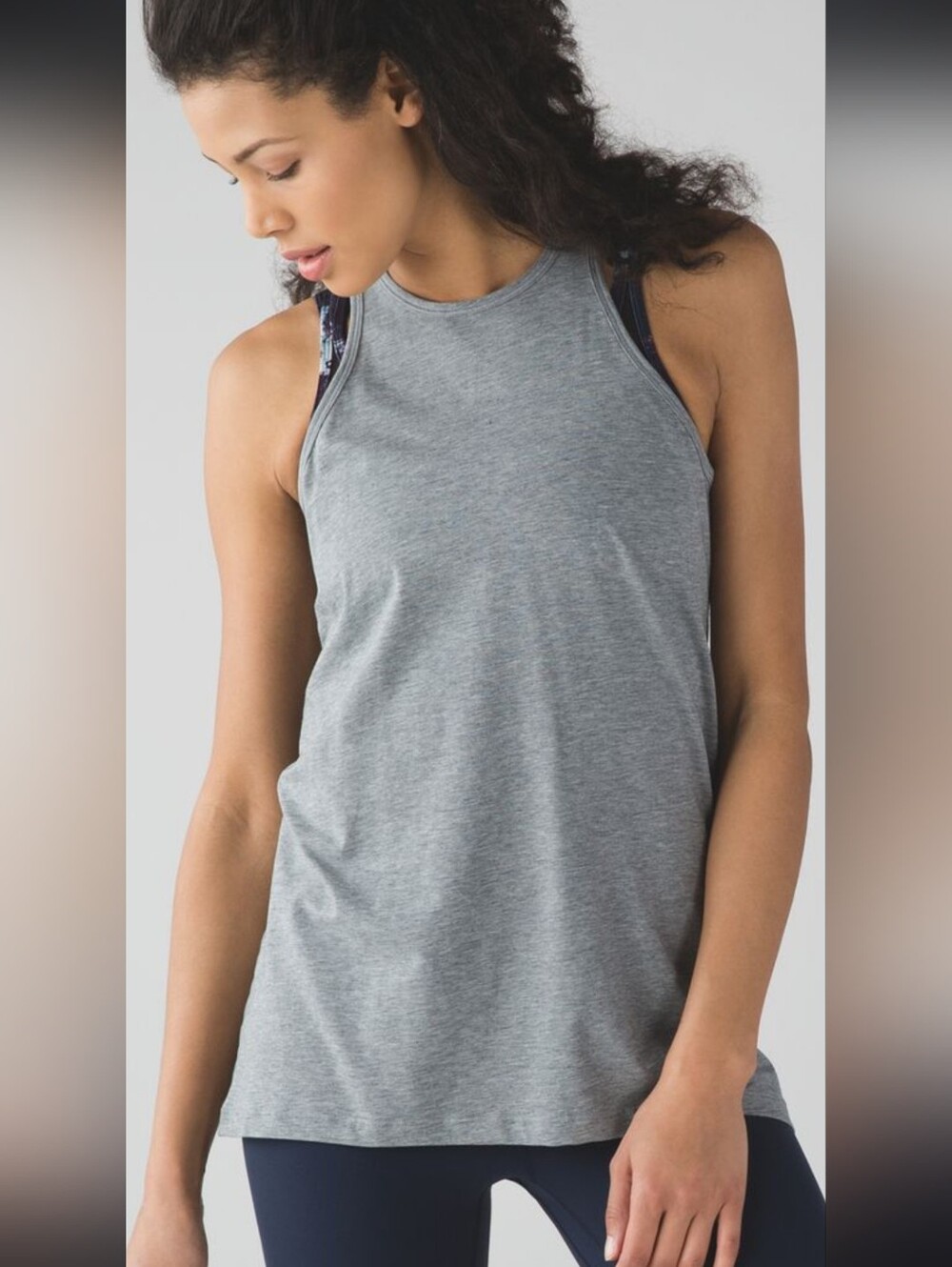 lululemon athletica Light Heather Gray High-Neck Tank